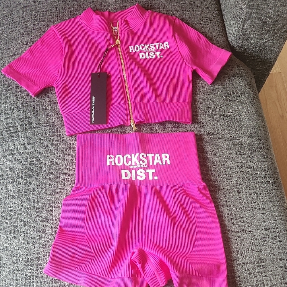 Pink Rockstar Dist. Two-Piece Set
